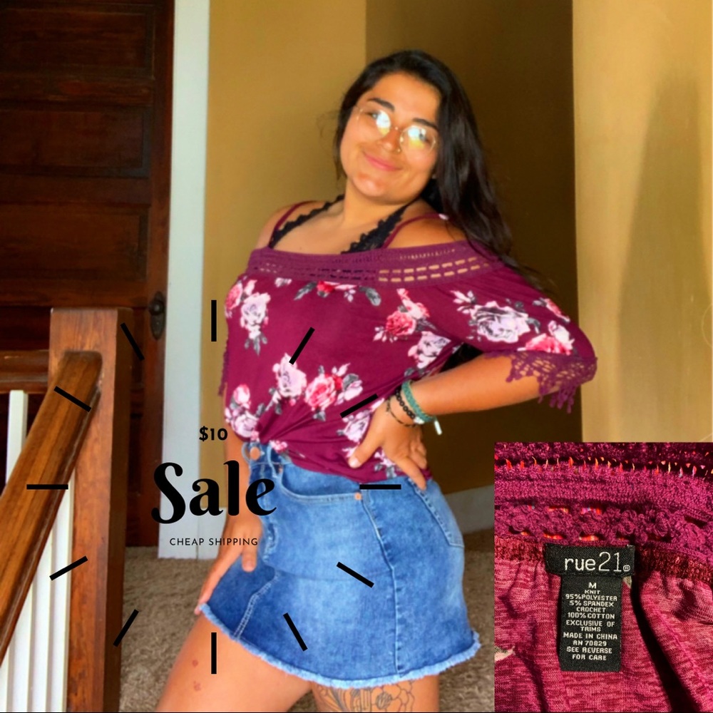 🌈 BURGUNDY FLORAL TOP